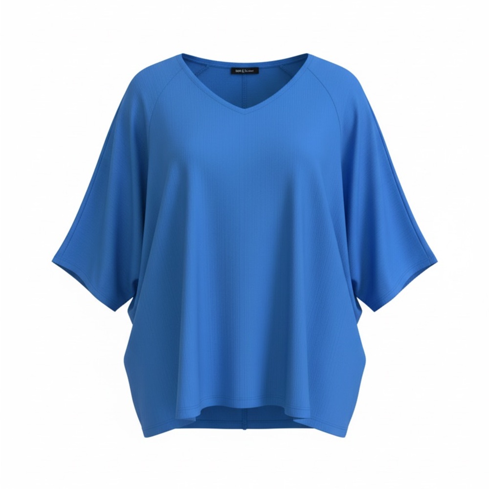 ZOR & Z Premium Blue V‑Neck Blouse – M